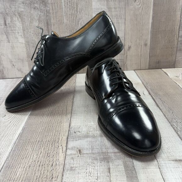 Mezlan Men\'s 8 Derby Oxford Brogue Leather Dress Shoes Cap Toe Lace Up Black main image 10